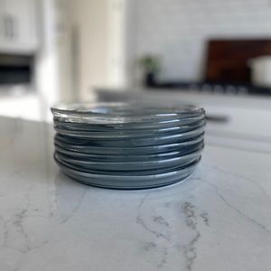 SOLD // Crate&Barrel Vaso Acrylic Salad/Lunch Plate in Gray, Set of 8 - EUC